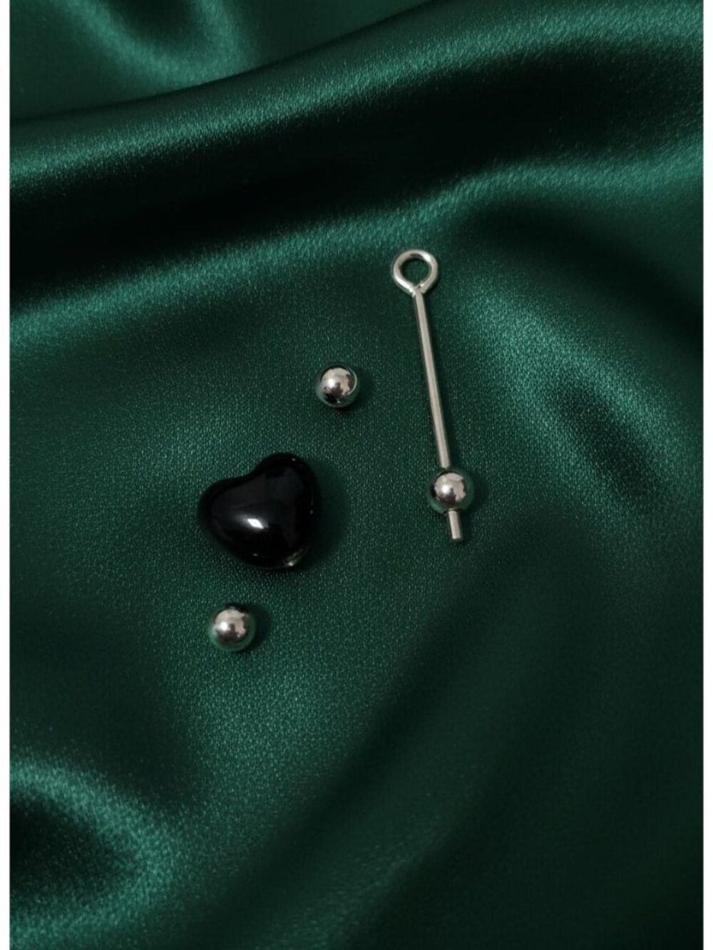925 Sterling Silver Interchangeable Modular Add On Pendant Enamel Heart Black Be - Picture 3 of 4